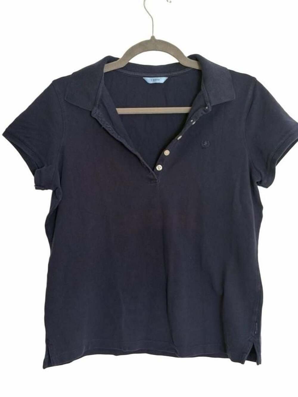IZOD Women's Navy Blue Short Sleeve Cotton Polo Shirt Y2K vintage